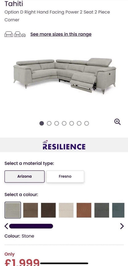 DFS Tahiti Power Recliner Corner Sofa In Stone