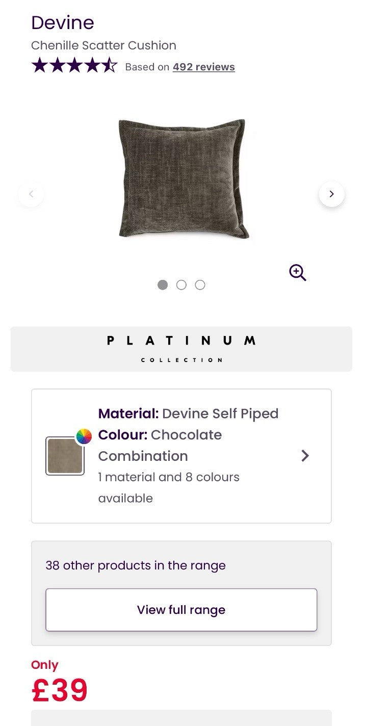 DFS Devine Left Hand Facing Corner Sofa In Self Piped Chocolate Combination