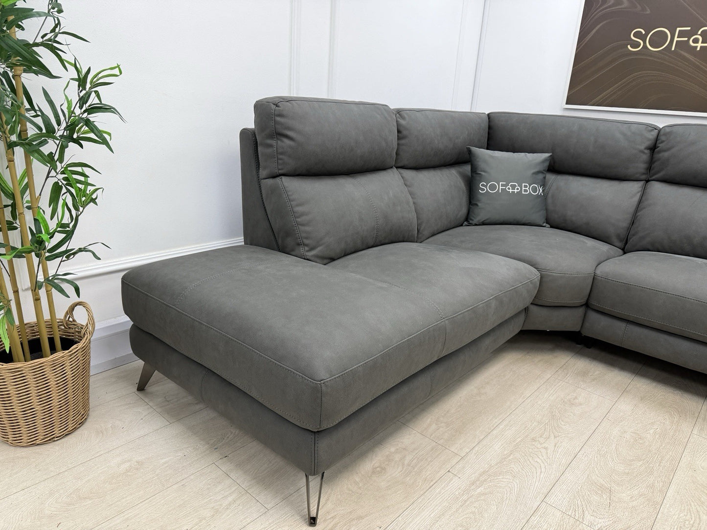 Furniture Village Contempo Power Recliner Corner Sofa In Charcoal Grey