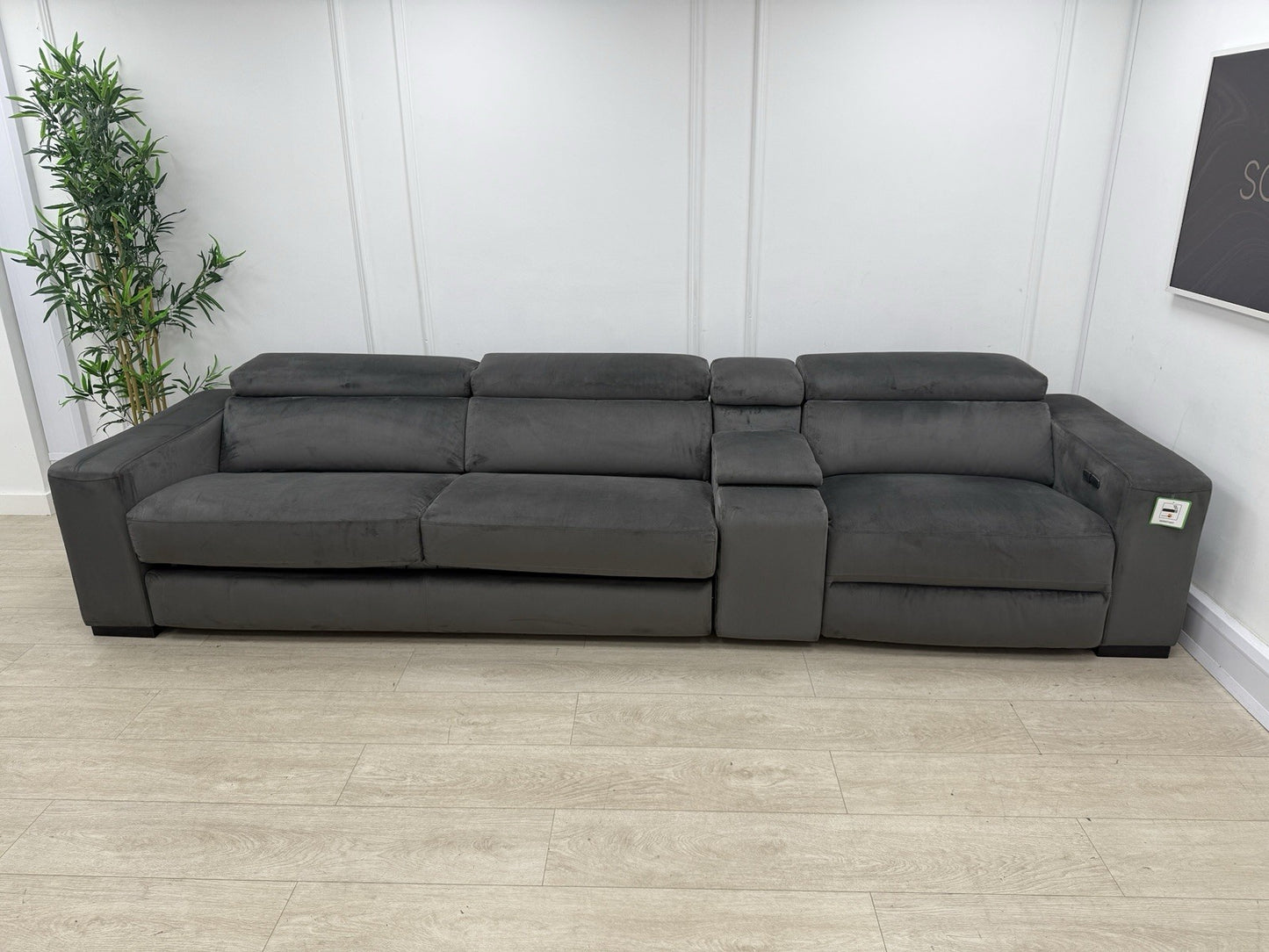 DFS Wander Power Recliner/Sofa Bed 4 Seater Sofa In Charcoal Velvet Fabric