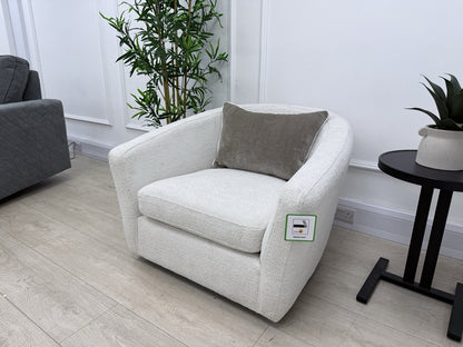 DFS Ada Accent Swivel Chair In Natural Bouclé Fabric