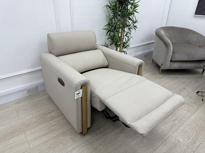 La-Z-Boy Faith Power Recliner/Headrest Armchair In Cream Leather