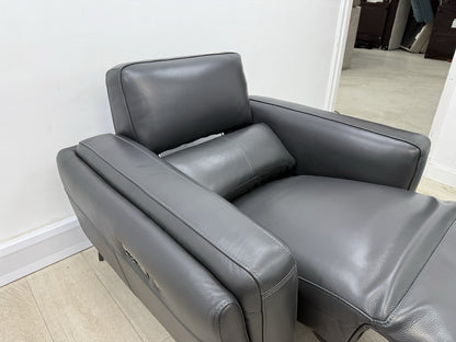 DFS San Antonio Power Recliner Heated Chair In Super Club Dark Grey Leather