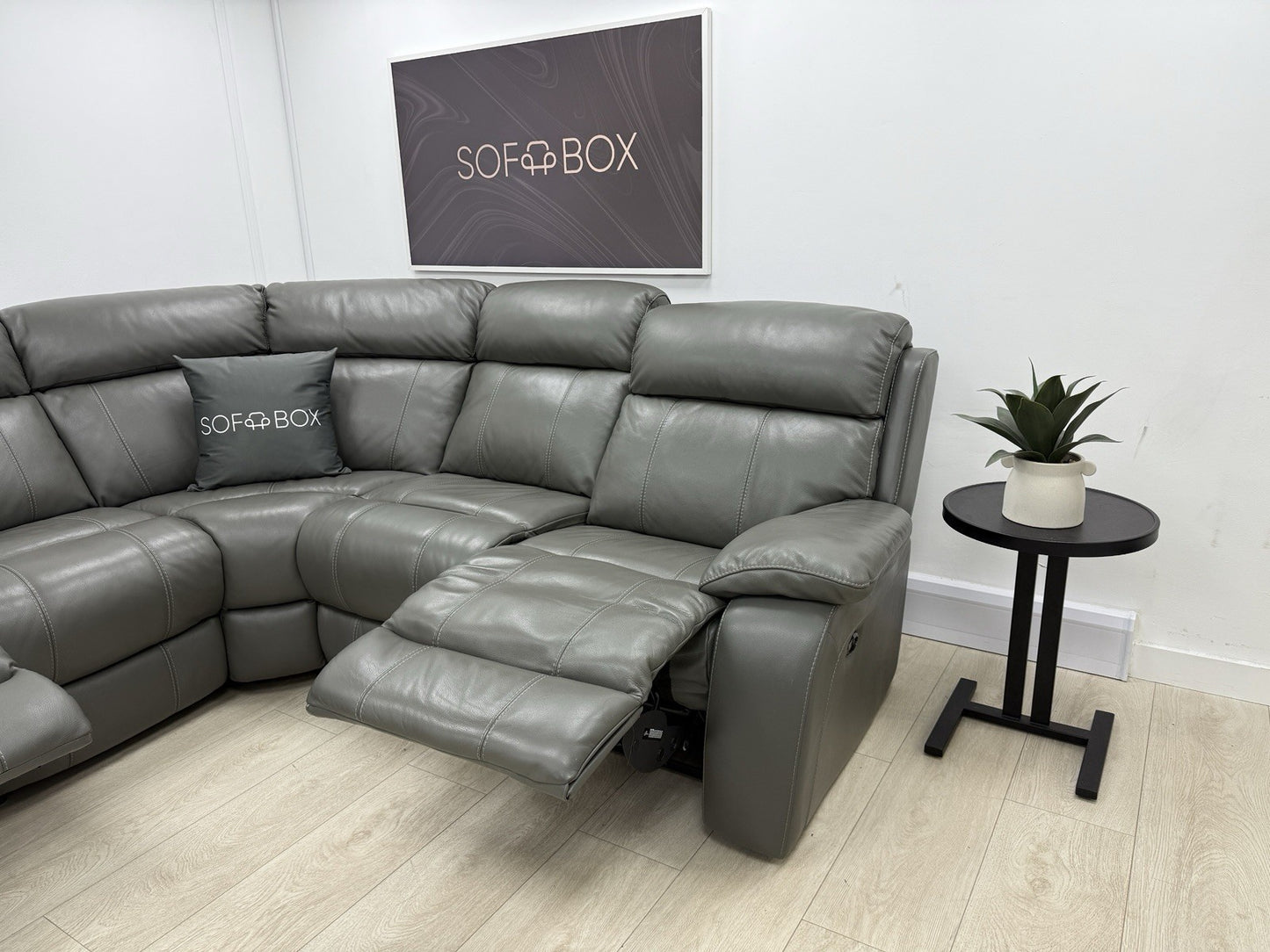 Furniture Village Moreno Power Recliner Corner Sofa In Grey Leather