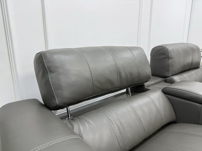 Furniture Village Homestage 3 Seater Power Recliner Media Sofa In Grey Leather