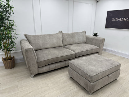 DFS Cherished 4 Seater Grande Sofa & Footstool In Oatmeal