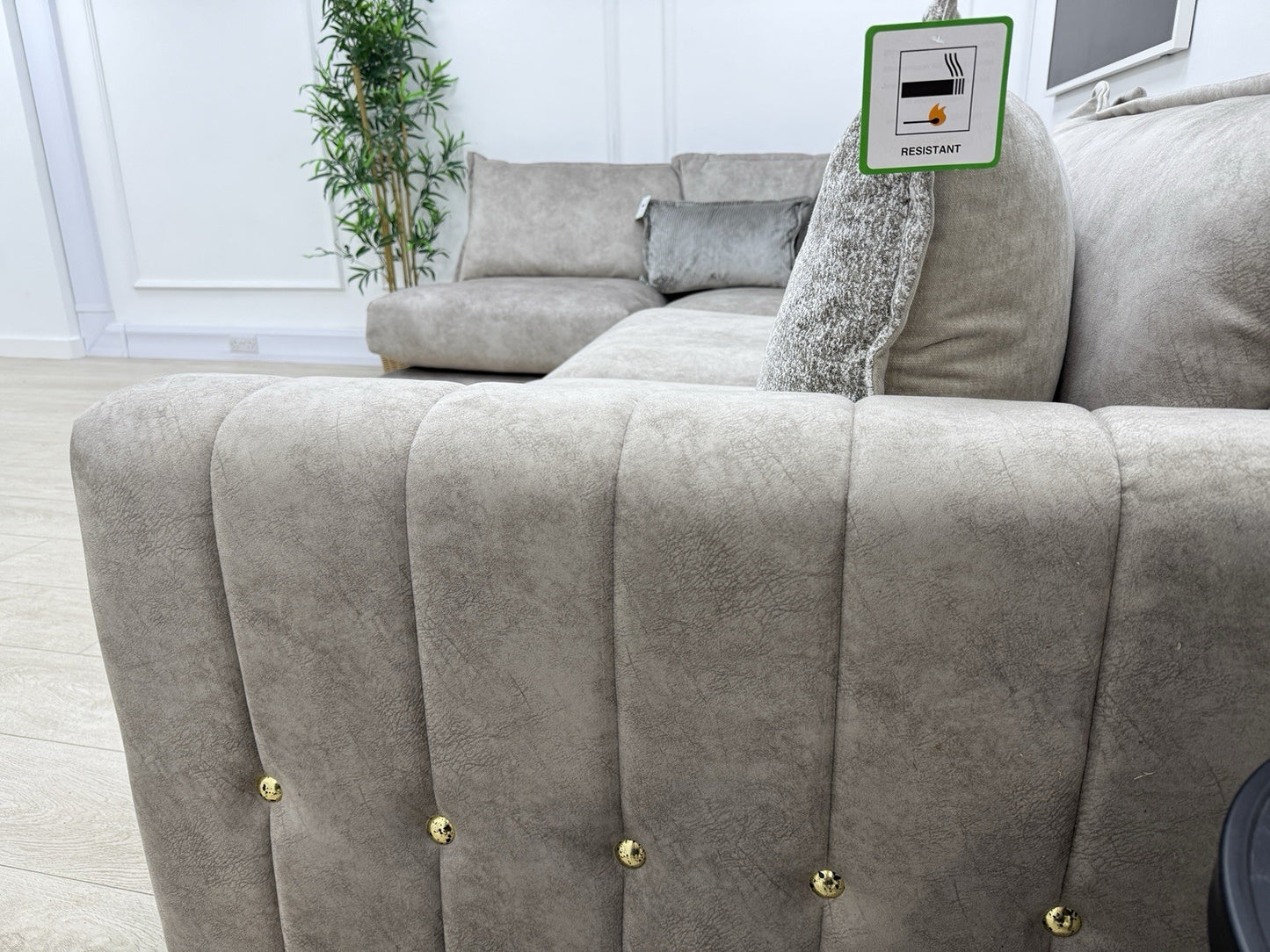 DFS Devine Corner Sofa In Oatmeal Fabric