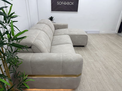 Sofology Lumiere Power Recliner 4 Seater Chaise Sofa In Lifestyle Flecked Ivory