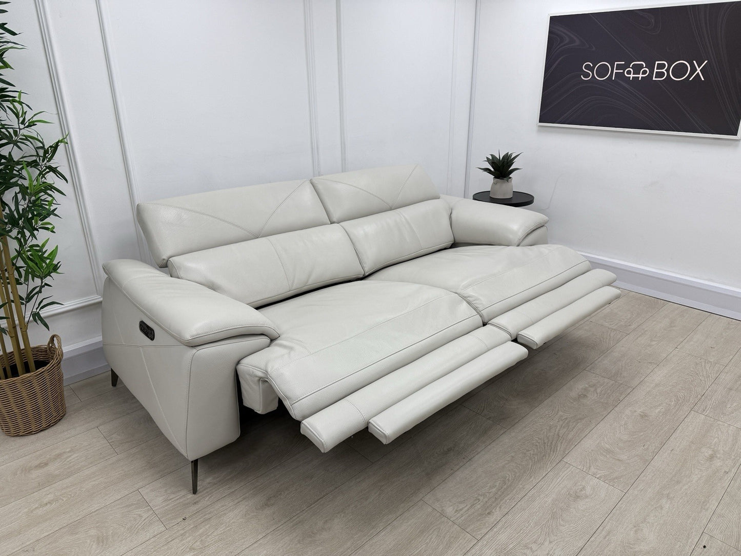 DFS Caldo 3 Seater Power Recliner Sofa In Fossil Leather