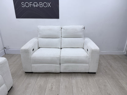 DFS Davis Power Recliner 3 & 2 Seater Sofa Set In Snow Fabric