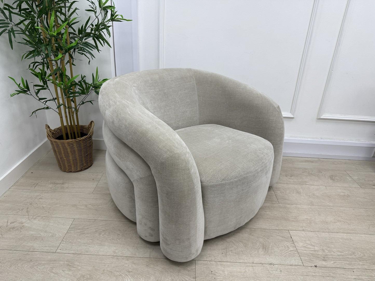 Sofology Dalston Fabric Swivel Chair in Soft Chenille Linen
