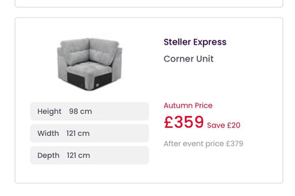 DFS Steller Power Recliner Slider Corner Sofa In Mist Grey Fabric