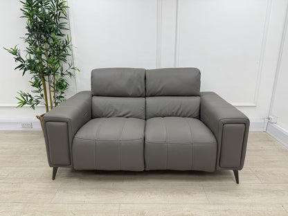 DFS Showcase Power Recliner 2 Seater Sofa In Elephant Grey Leather