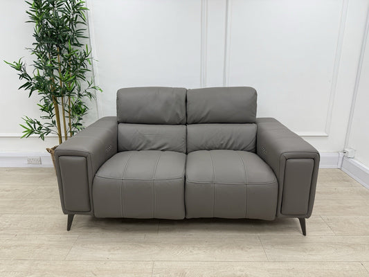 DFS Showcase Power Recliner 2 Seater Sofa In Elephant Grey Leather