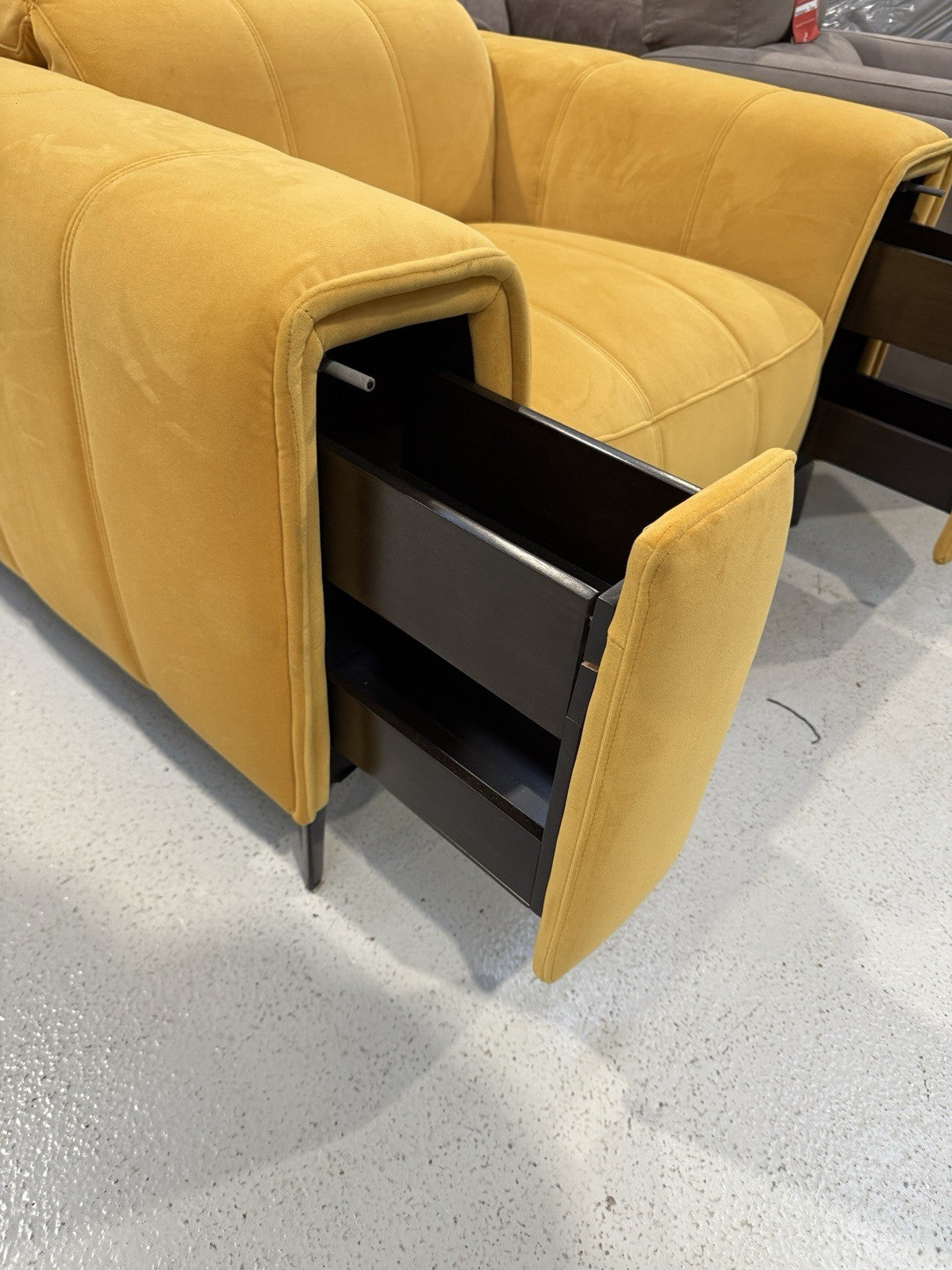 DFS Torren Power Storage Arm Recliner Chair In Mustard