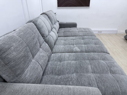 DFS Steller Power Slider 3 Seater L Shape Sofa In Mist Grey