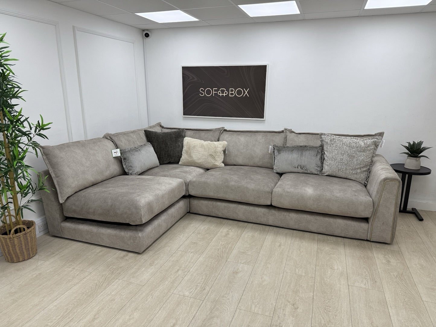 DFS Devine Corner Sofa In Oatmeal Fabric