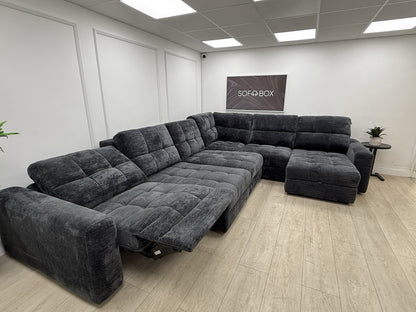 DFS Steller Power Recliner Chaise Corner Sofa In Nuova Black Fabric