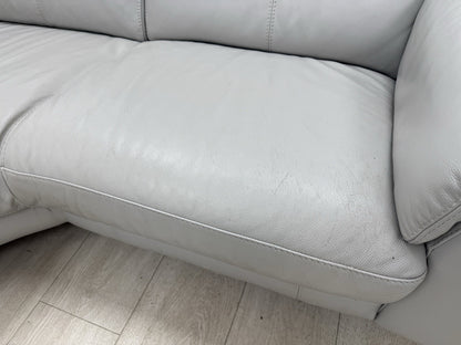 DFS Tahiti Leather Power Recliner Corner Sofa & Armchair Set In Light Grey