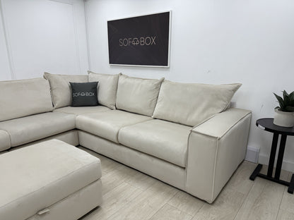 DFS Lovise XL Corner Sofa In Cream Velvet