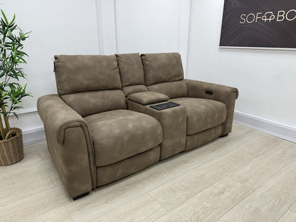 Furniture Village Nixon 2 Seater Power Recliner Sofa In Caramel Fabric