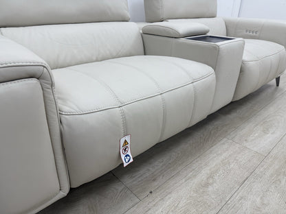 DFS Showcase Power Recliner 3 Seater Sofa With Smart Console Unit Frost Leather