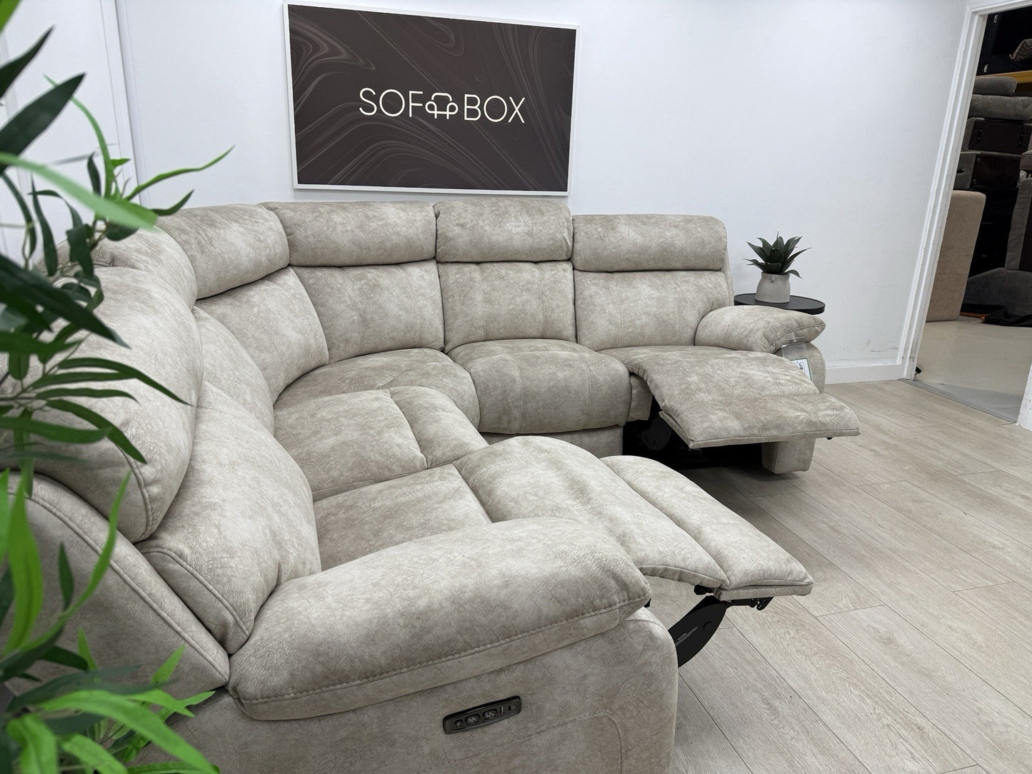 Furniture Village Moreno Power Recliner Corner Sofa In Cream Fabric