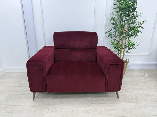 DFS Showcase Power Recliner Chair in Boutique Plum Velvet Fabric