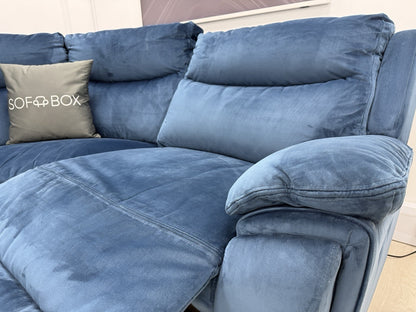 DFS Trek Velvet Corner Sofa In Blue