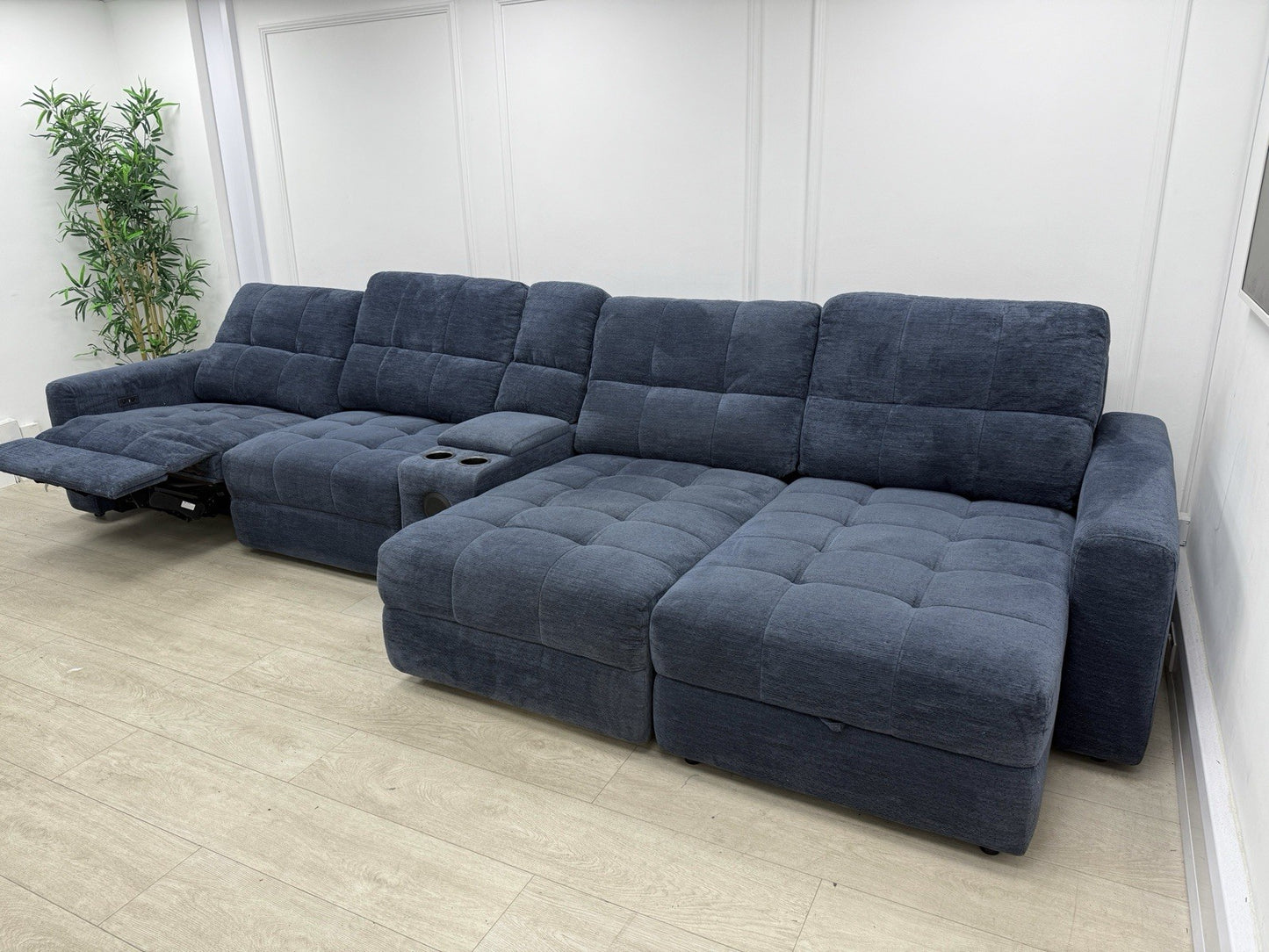 DFS Steller XL Power Chaise Recliner Sofa In Nuova Midnight Fabric