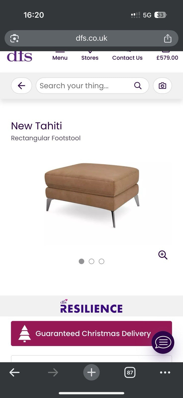 DFS Tahiti Power Recliner Corner Sofa And Footstool In Tan