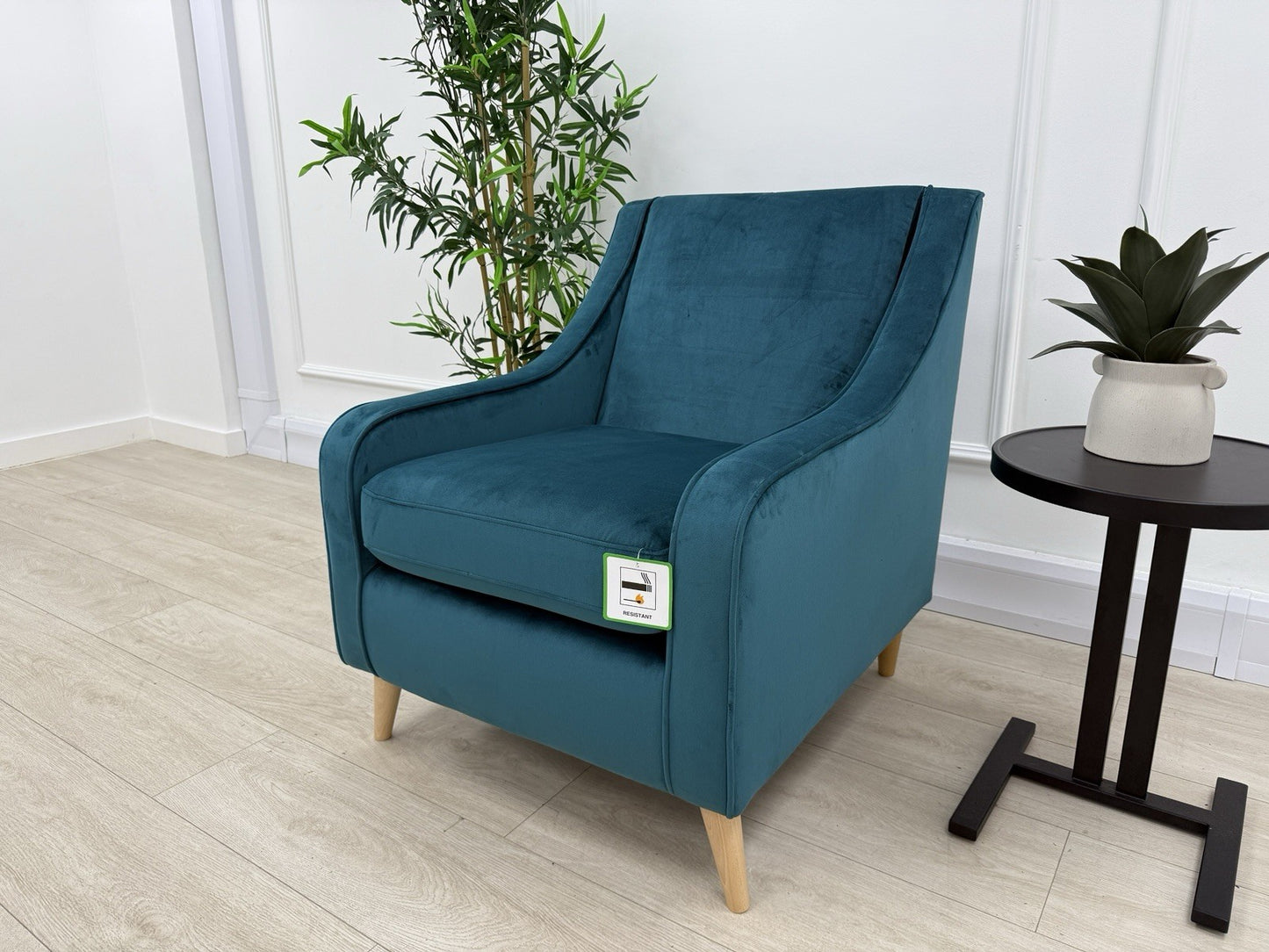 DFS Kian Velvet Accent Chair In Teal