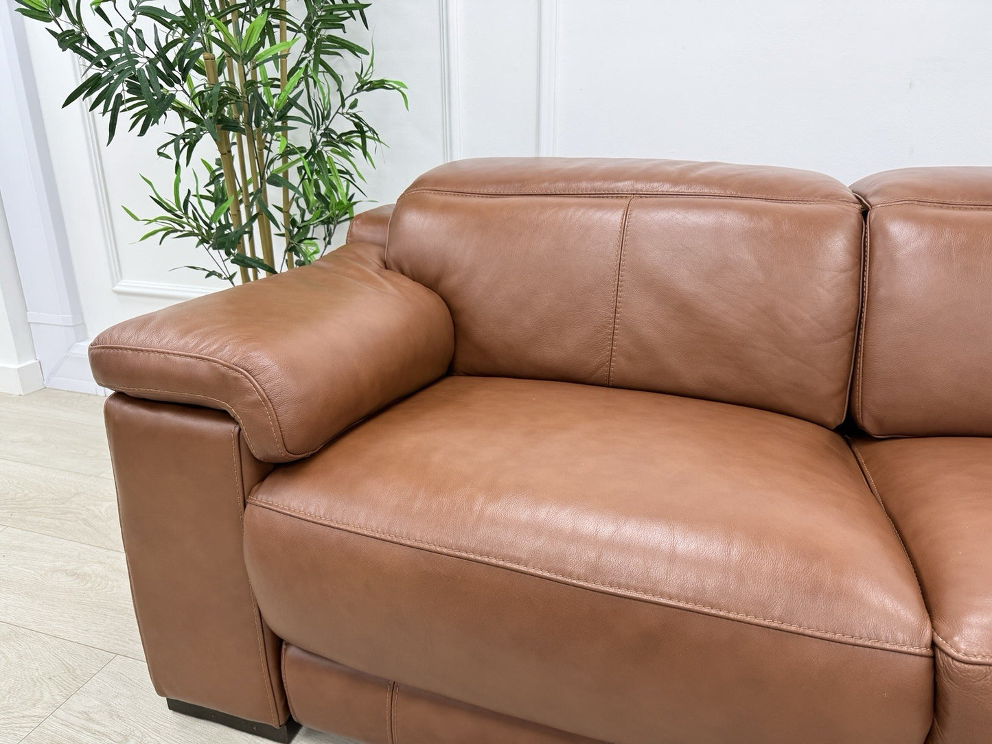 Sofology Laurence Power Recliner Corner Sofa In Tan Leather