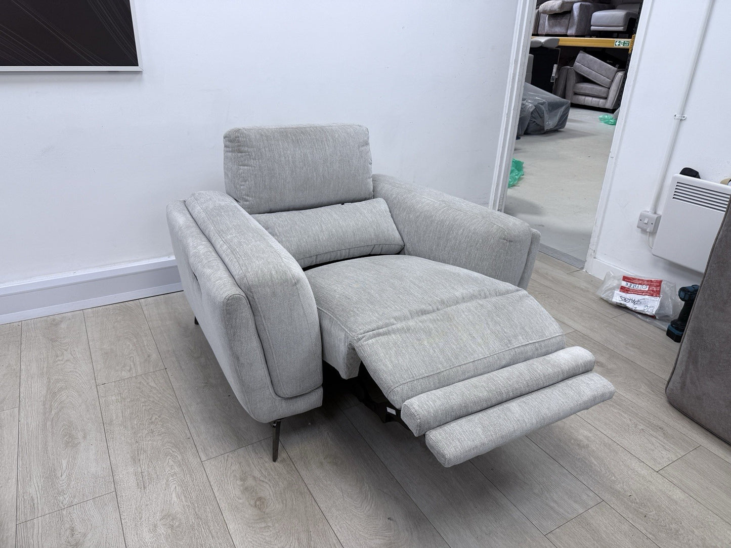 DFS San Mateo Power Recliner Armchair In Fresno Ivory Fabric