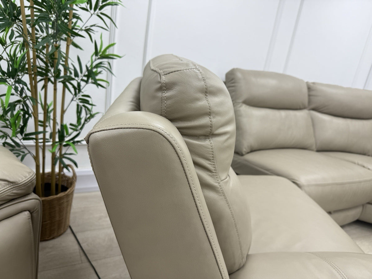 DFS Trek Power Recliner Corner Sofa In Taupe Leather