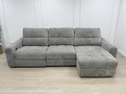 DFS Steller L Shape Power Slider Sofa In Mist Grey