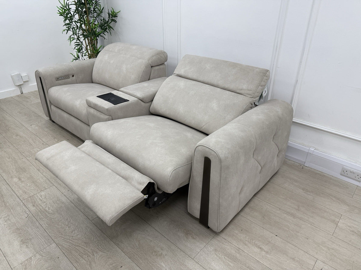 Sofology Kingsbridge Power Recliner/Heated/Headrest 3 Seater Sofa In Ivory