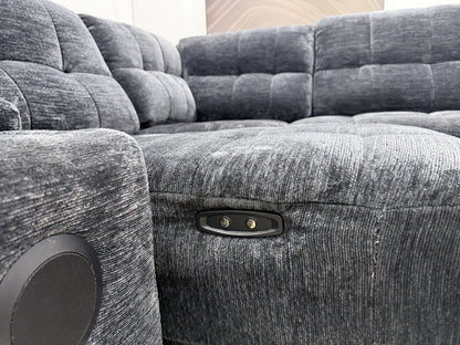 DFS Steller Power Recliner Slider Corner Sofa In Black Fabric