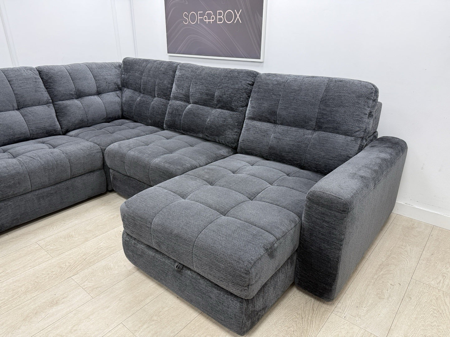 DFS Steller Power Recliner Corner Sofa In Nuova Black Fabric