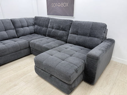 DFS Steller Power Recliner Corner Sofa In Nuova Black Fabric