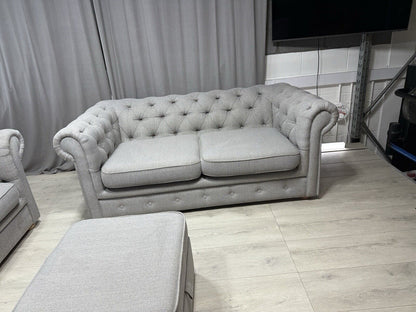 DFS Belair 3 & 2 Seat Sofa Set With Footstool In Grey