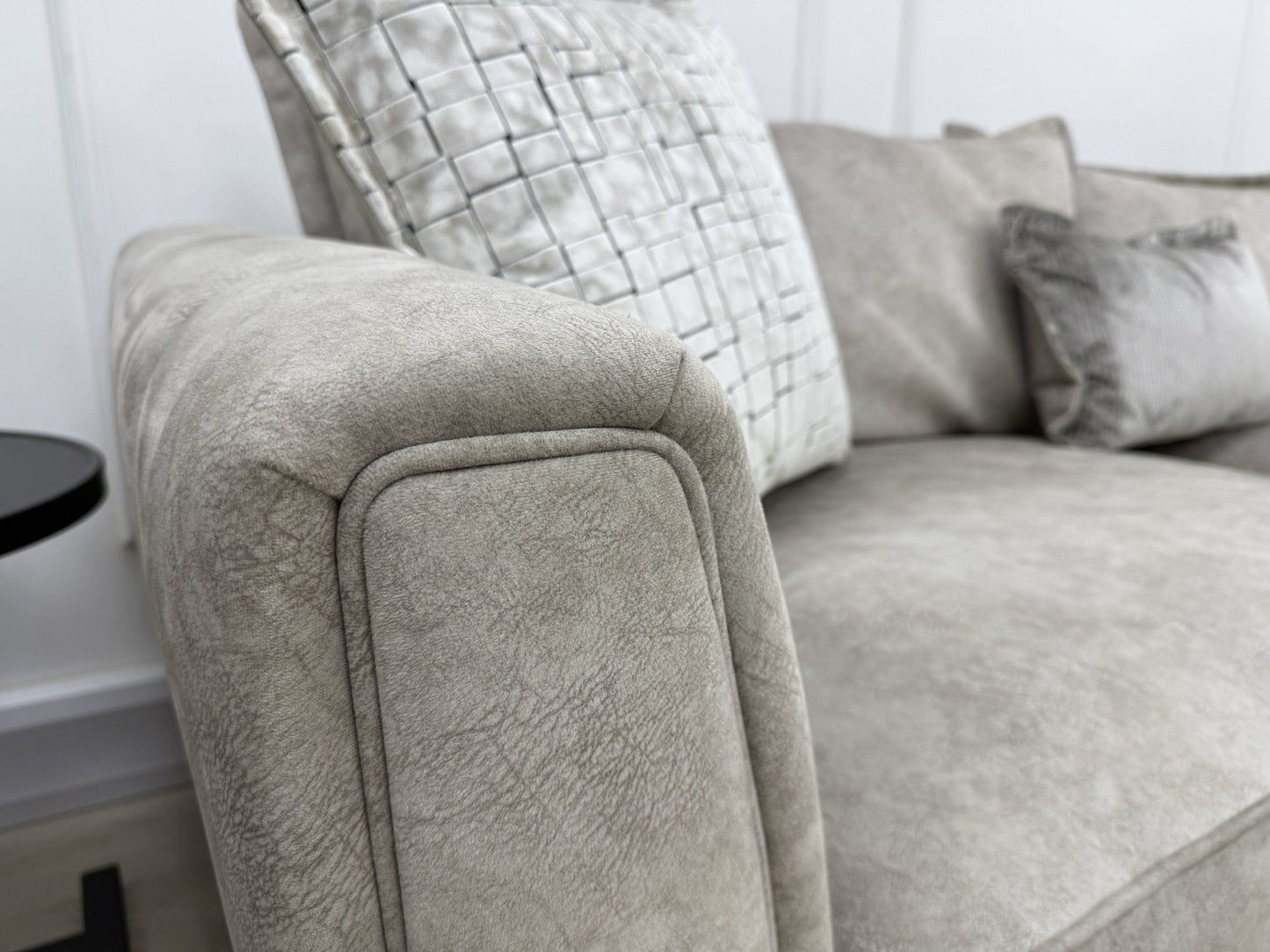 DFS Cherished Grande 4 Seater Sofa & Armchair Set In Oatmeal Self Piped