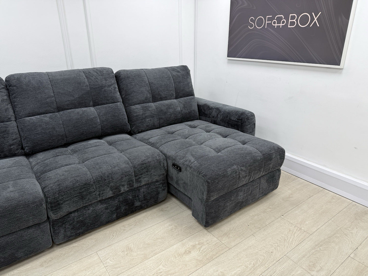 DFS Steller XL Power Chaise Recliner Sofa In Nuova Black Fabric