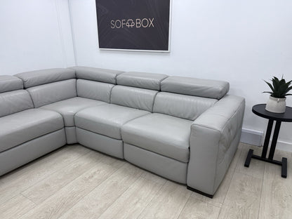 Natuzzi Click Modular Power Recliner Corner Sofa In Grey Leather