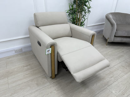 La-Z-Boy Faith Power Recliner/Headrest Armchair In Cream Leather