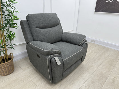 DFS Trek Power Recliner Armchair In Charcoal Fabric