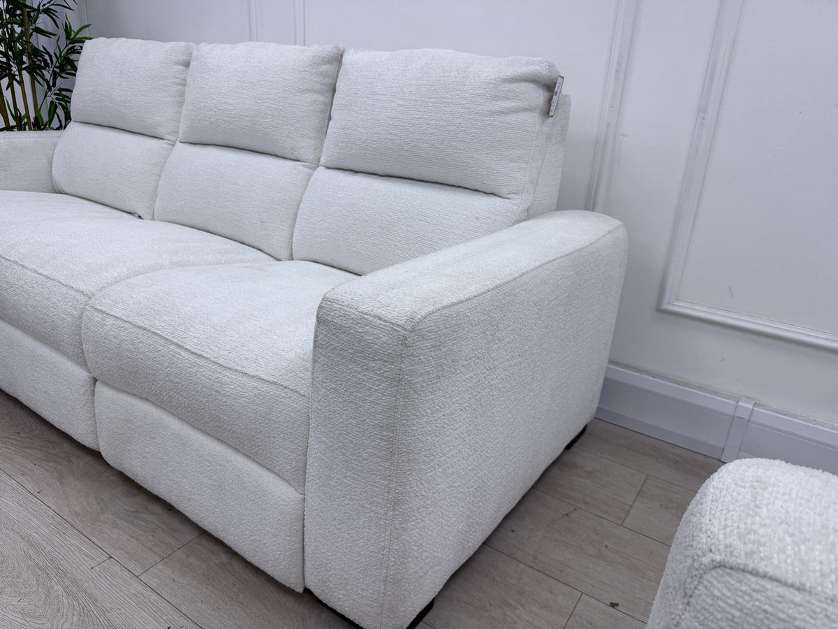 DFS Davis Power Recliner 3 & 2 Seater Sofa Set In Snow Fabric