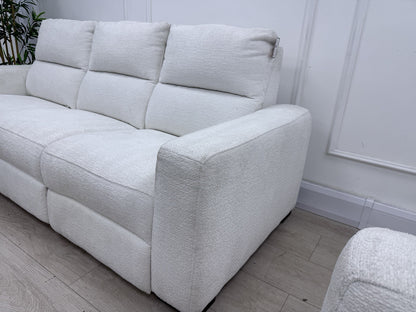 DFS Davis Power Recliner 3 & 2 Seater Sofa Set In Snow Fabric
