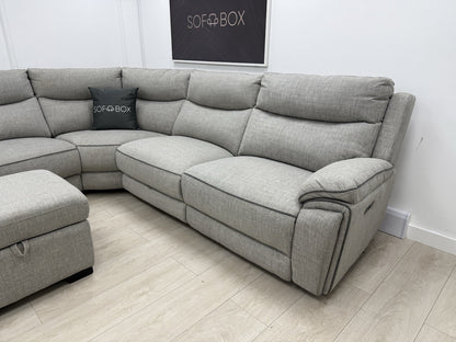 DFS Trek Storeaway Power Recliner Corner Sofa In Light Grey