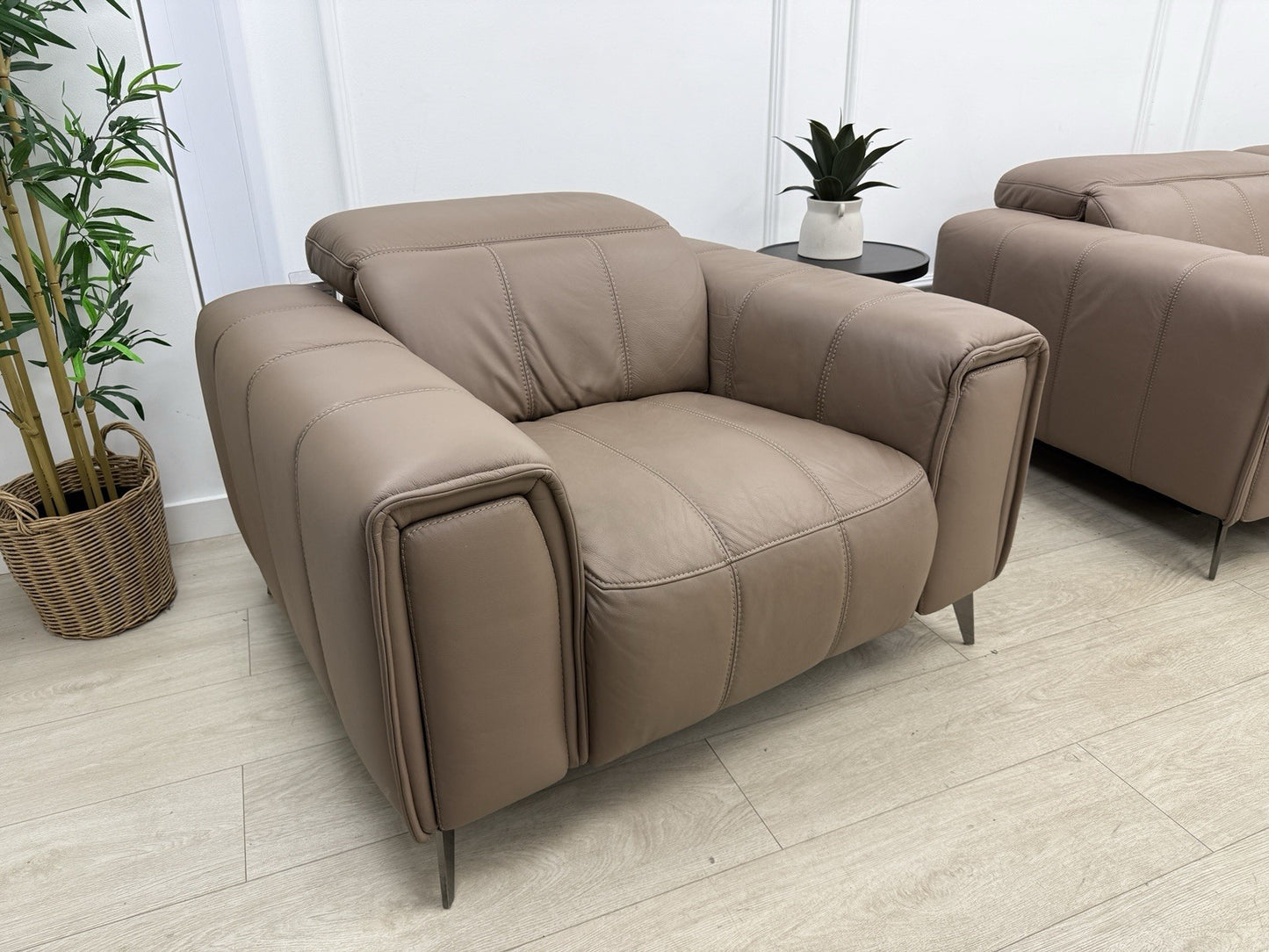DFS Torren 3 Seater Power Recliner Sofa & Chair Set In Borelli Fawn Leather